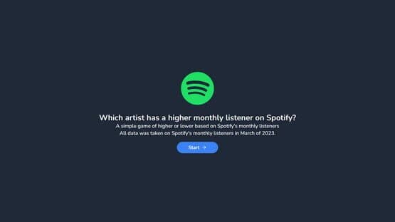 Higher or Lower: Spotify Edition — screenshot 1