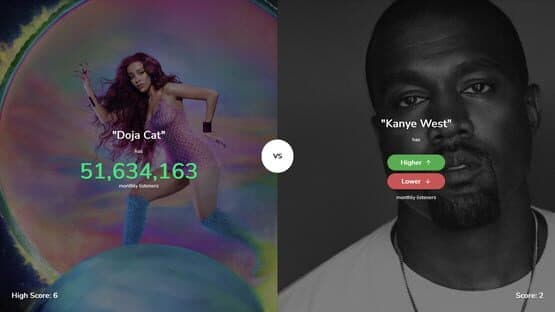 Higher or Lower: Spotify Edition — screenshot 5