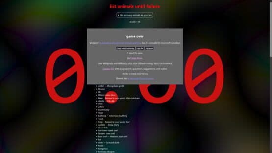 List Animals Until Failure — screenshot 2