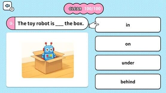 Learn with Illustrations! English Prepositions 4-Choice Quiz — screenshot 5