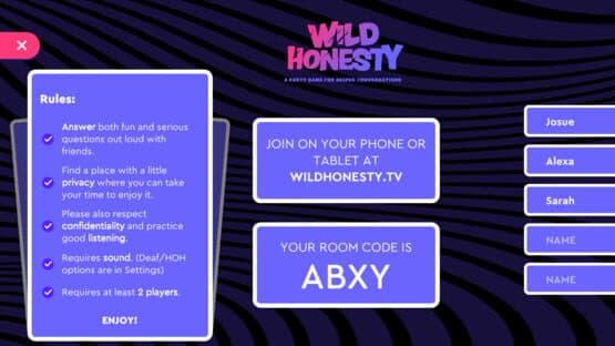 Wild Honesty: A Party Game for Deeper Conversations — screenshot 1