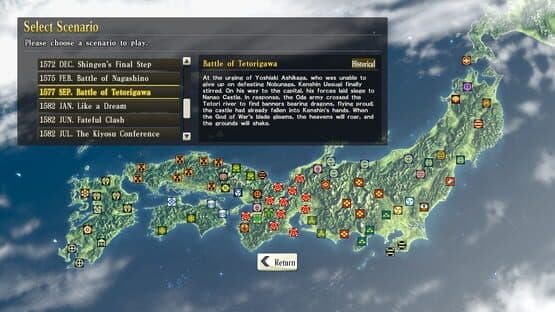 Nobunaga's Ambition: Sphere of Influence - Scenario 7: Battle of Tetorigawa — screenshot 1
