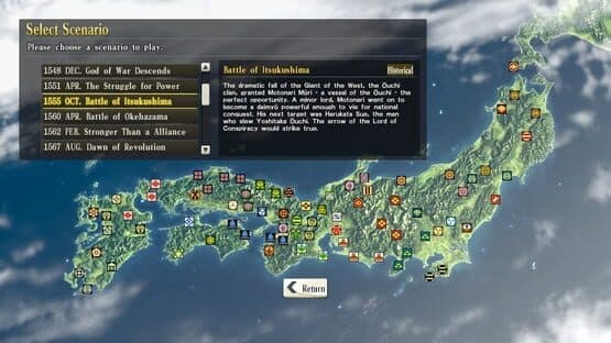 Nobunaga's Ambition: Sphere of Influence - Scenario 6: Battle of Itsukushima — screenshot 1