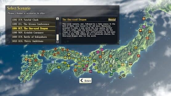 Nobunaga's Ambition: Sphere of Influence - Scenario 8: The One-eyed Dragon — screenshot 1