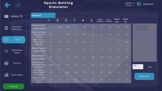 Sports Betting Simulator — screenshot 2