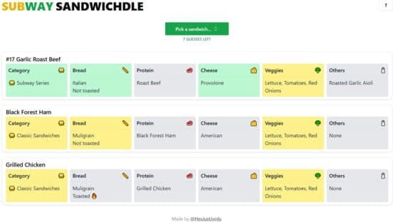 Subway Sandwichdle — screenshot 4