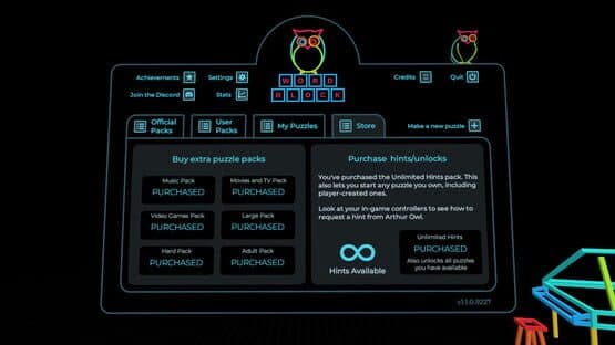 Arthur Owl's Word Block: Unlimited Hints — screenshot 1