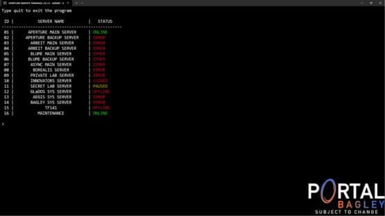 Portal Bagley: Aperture Remote Terminal — screenshot 1