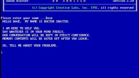 Dr. Sbaitso — screenshot 1